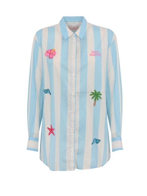 Camicia Brigitte in cotone a righe con ricamo Ibiza Mc2 Saint Barth | BRIGITTE04188H COTTON STRIPES POP V 31